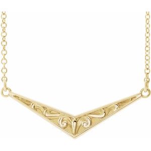 14K Yellow Sculptural "V" 18" Necklace - Siddiqui Jewelers