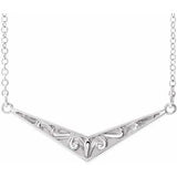 14K White Sculptural "V" 18" Necklace - Siddiqui Jewelers