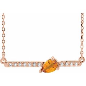 14K Rose Citrine & 1/10 CTW Diamond 18" Necklace - Siddiqui Jewelers
