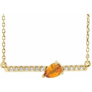 14K Yellow Citrine & 1/10 CTW Diamond 18" Necklace - Siddiqui Jewelers