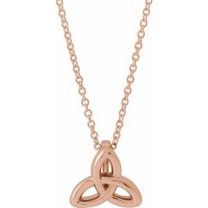 14K Rose Celtic-Inspired Trinity 16-18" Necklace - Siddiqui Jewelers