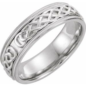 14K White 7 mm Celtic-Inspired Band Size 11 - Siddiqui Jewelers