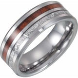 Tungsten Band with Imitation Meteorite & Wood Inlay Size 13.5 - Siddiqui Jewelers
