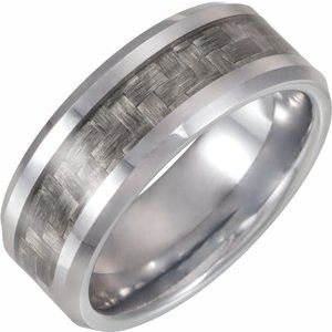Tungsten Band with Carbon Fiber Inlay Size 8.5 - Siddiqui Jewelers