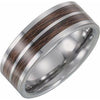 Tungsten Flat Band with Carbon Fiber & Wood Inlay Size 13.5 - Siddiqui Jewelers