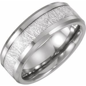 Tungsten Band with Imitation Meteorite Inlay Size 8 - Siddiqui Jewelers