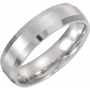 14K White 6 mm Beveled-Edge Band with Satin Finish Size 9 - Siddiqui Jewelers