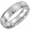 14K White 6 mm Beveled-Edge Band with Satin Finish Size 11 - Siddiqui Jewelers