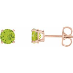 14K Rose 5 mm Natural Peridot Stud Earrings Siddiqui Jewelers