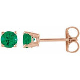 14K Rose 2.5 mm Lab-Grown Emerald Stud Earrings Siddiqui Jewelers