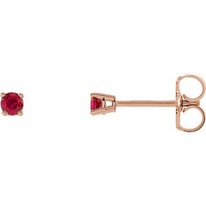 14K Rose 2.5 mm Lab-Grown Ruby Stud Earrings Siddiqui Jewelers