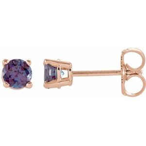 14K Rose 4 mm Lab-Grown Alexandrite Stud Earrings Siddiqui Jewelers
