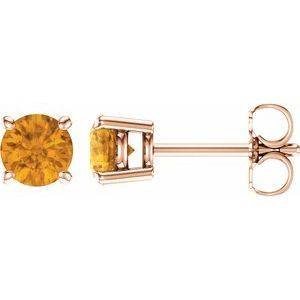 14K Rose 5 mm Natural Citrine Earrings-Siddiqui Jewelers