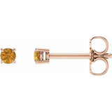 14K Rose 2.5 mm Natural Citrine Stud Earrings Siddiqui Jewelers