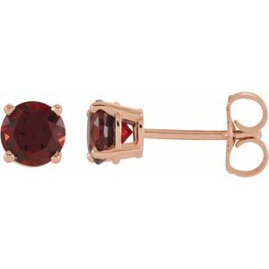 14K Rose 5 mm Natural Mozambique Garnet Stud Earrings Siddiqui Jewelers