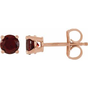 14K Rose 4 mm Natural Mozambique Garnet Stud Earrings Siddiqui Jewelers