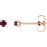 14K Rose 2.5 mm Natural Mozambique Garnet Stud Earrings Siddiqui Jewelers