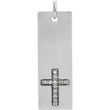 Sterling Silver .03 CTW Diamond Bar Cross Pendant - Siddiqui Jewelers