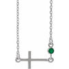 14K White Emerald Sideways Cross 16-18" Necklace - Siddiqui Jewelers