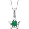 Sterling Silver 3 mm Round May Youth Star Birthstone 15" Necklace - Siddiqui Jewelers