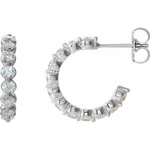 Platinum Lab-Grown Moissanite 16.5 mm Hoop Earrings Siddiqui Jewelers