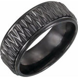 Black Titanium 8 mm Patterned Band Size 13 - Siddiqui Jewelers