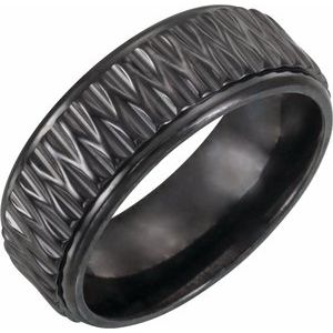 Black Titanium 8 mm Patterned Band Size 9 - Siddiqui Jewelers