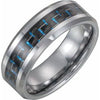 Tungsten 8 mm Band with Black Carbon Fiber Inlay Size 7.5 - Siddiqui Jewelers