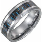 Tungsten 8 mm Band with Black Carbon Fiber Inlay Size 9 - Siddiqui Jewelers