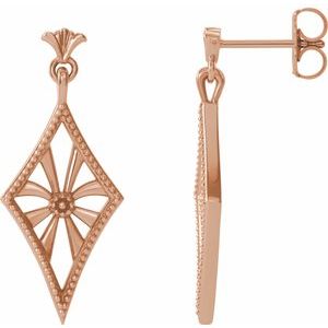 14K Rose Vintage-Inspired Dangle Earrings - Siddiqui Jewelers