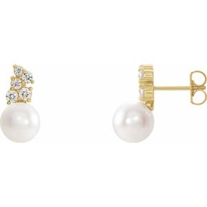 14K Yellow Freshwater Cultured Pearl & 3/8 CTW Diamond Earrings - Siddiqui Jewelers