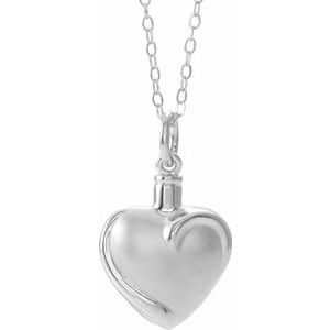 Sterling Silver Heart Ash Holder 18" Necklace - Siddiqui Jewelers