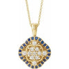 14K Yellow Blue Sapphire & 1/3 CTW Diamond 16-18" Necklace - Siddiqui Jewelers