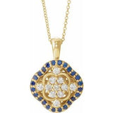 14K Yellow Blue Sapphire & 1/3 CTW Diamond 16-18" Necklace - Siddiqui Jewelers