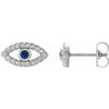 Sterling Silver Natural Blue Sapphire & Natural White Sapphire Semi-Set Evil Eye Earrings-Siddiqui Jewelers