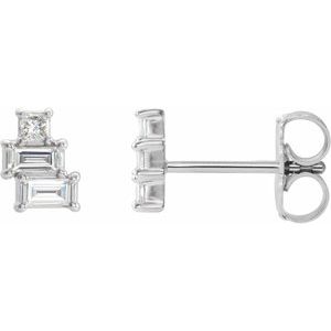 14K White 1/4 CTW Diamond Geometric Cluster Earrings - Siddiqui Jewelers