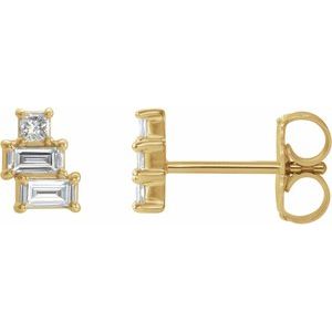 14K Yellow 1/4 CTW Diamond Geometric Cluster Earrings - Siddiqui Jewelers