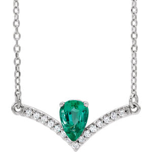 14K White Emerald & .08 CTW Diamond 18" Necklace - Siddiqui Jewelers