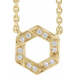 14K Yellow .06 CTW Diamond Geometric 16-18" Necklace - Siddiqui Jewelers