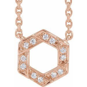 14K Rose .06 CTW Diamond Geometric 16-18" Necklace - Siddiqui Jewelers