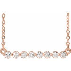 14K Rose 1/4 CTW Diamond Bar 16" Necklace - Siddiqui Jewelers