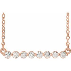 14K Rose 1/4 CTW Natural Diamond Bar 18" Necklace  Siddiqui Jewelers