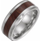 Cobalt 8 mm Beveled-Edge Band with Wood Inlay Size 7.5 - Siddiqui Jewelers