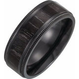 Black Titanium 8 mm Coin-Edge Band with Wood Inlay Size 10 - Siddiqui Jewelers