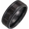 Black Titanium 8 mm Coin-Edge Band with Wood Inlay Size 10.5 - Siddiqui Jewelers