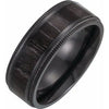 Black Titanium 8 mm Coin-Edge Band with Wood Inlay Size 9.5 - Siddiqui Jewelers