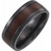 Black Titanium 8 mm Beveled-Edge Band with Wood Inlay Size 11.5 - Siddiqui Jewelers