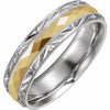 14K White/Yellow 6 mm Design-Engraved Band with Milgrain Size 10.5 - Siddiqui Jewelers