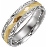 14K White/Yellow 6 mm Design-Engraved Band with Milgrain Size 10.5 - Siddiqui Jewelers