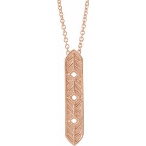 14K Rose Vintage-Inspired Vertical Bar 18" Necklace - Siddiqui Jewelers